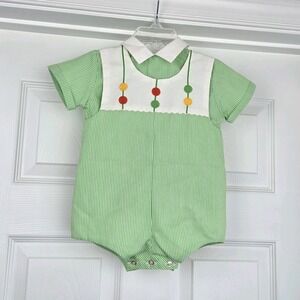 Sylvia Whyte For Burdine's Sunshine Fashion Vtg Baby Romper Size L 12-18m Green